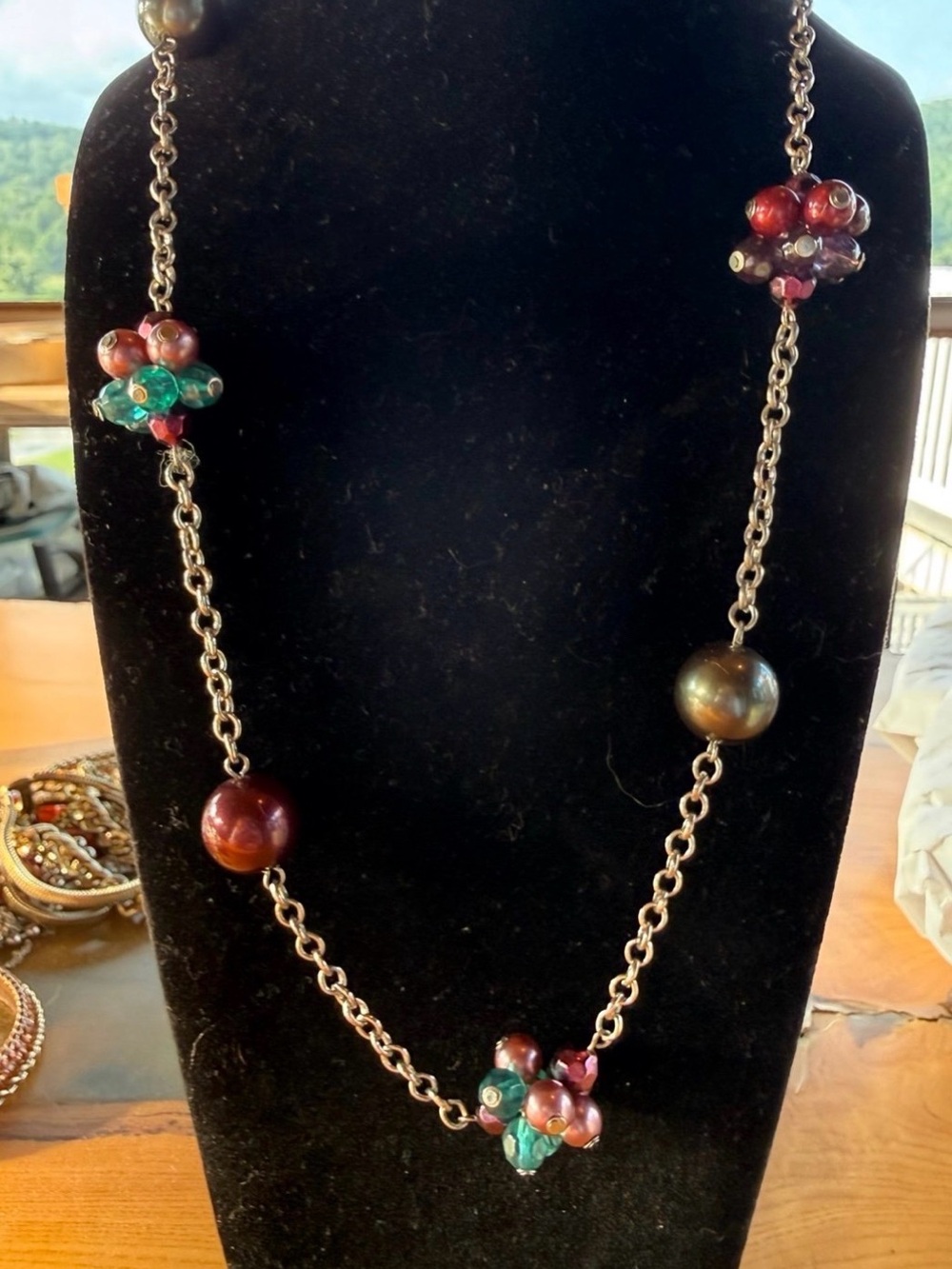 Multicolor Bead Cluster Long Chain Necklace - Women Jewelry